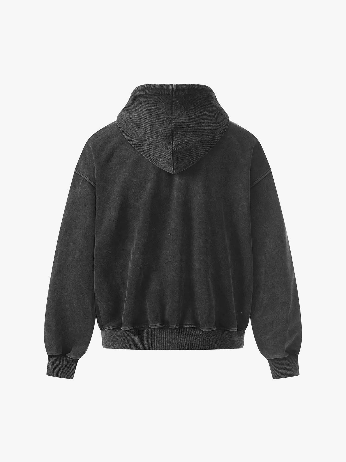Vintage Washed Panel Construction Zip-Up Hoodie - Image 6