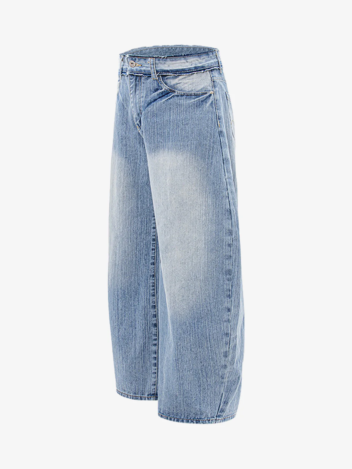 Vintage Washed Patchwork Distressed Scimitar Jeans - Image 3