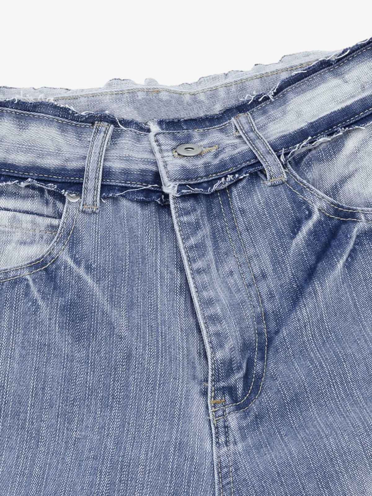 Vintage Washed Patchwork Distressed Scimitar Jeans - Image 4