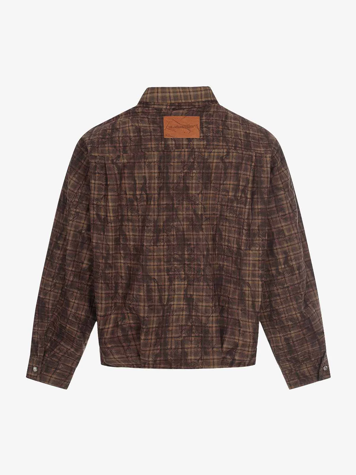 Vintage Washed Plaid Cropped Shirt Jacket - Image 3