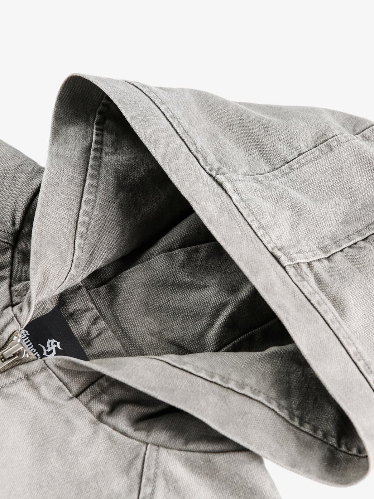 Vintage Washed Pleated Patchwork Hooded Bomber Jacket - Image 9