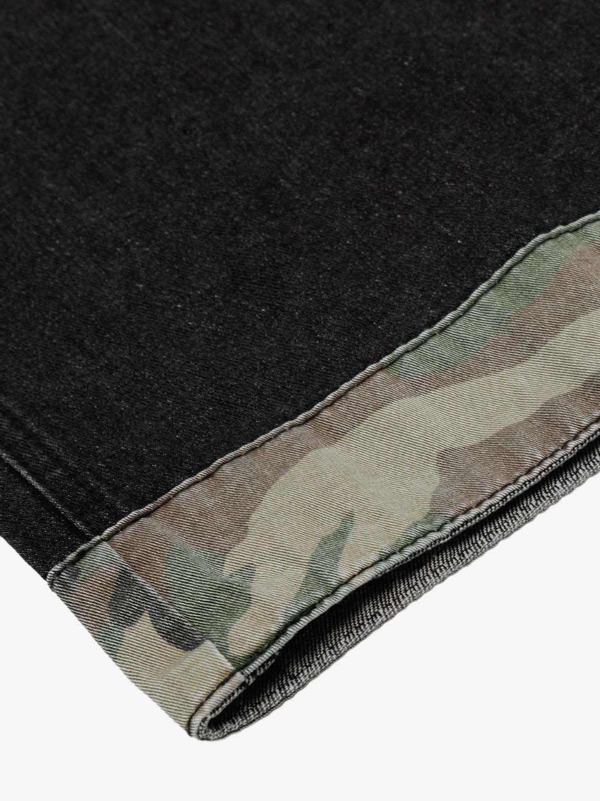 Vintage Washed Ripped Camouflage Patchwork Jeans - Image 7