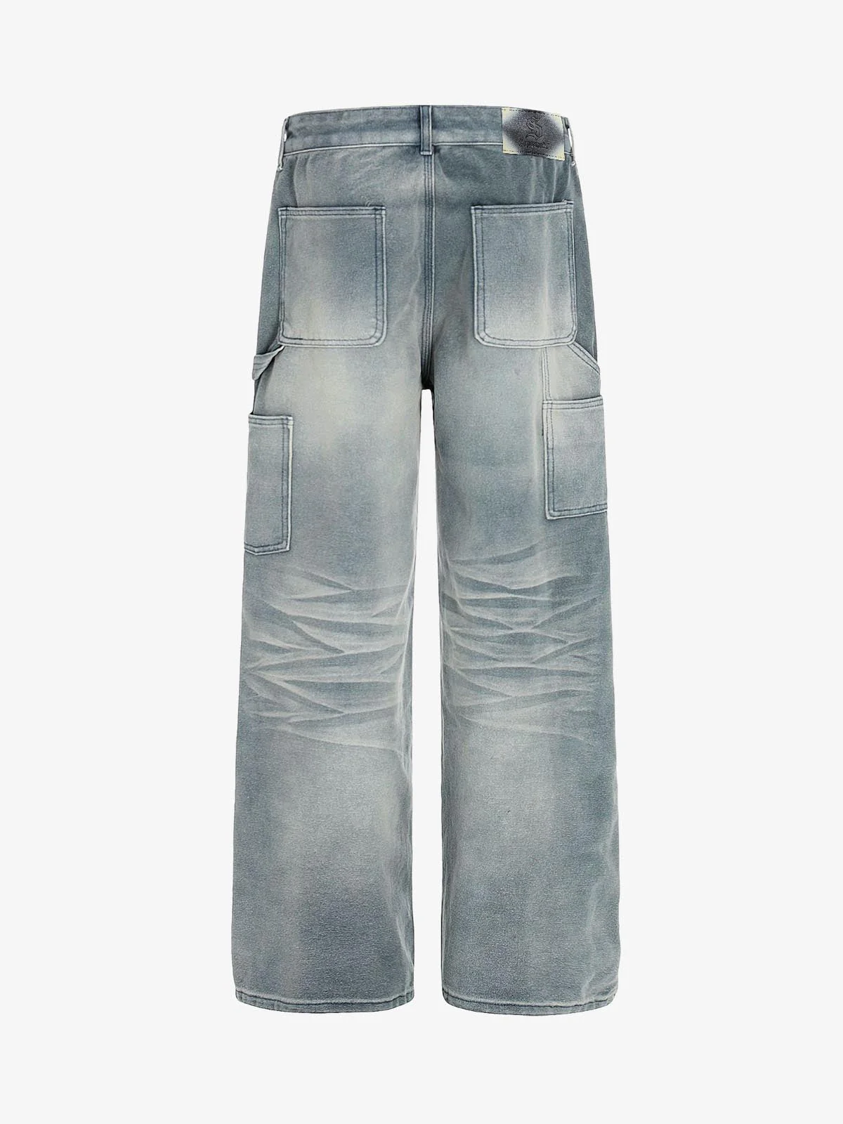 Vintage Washed Ruched Detail Utility Jeans - Image 2