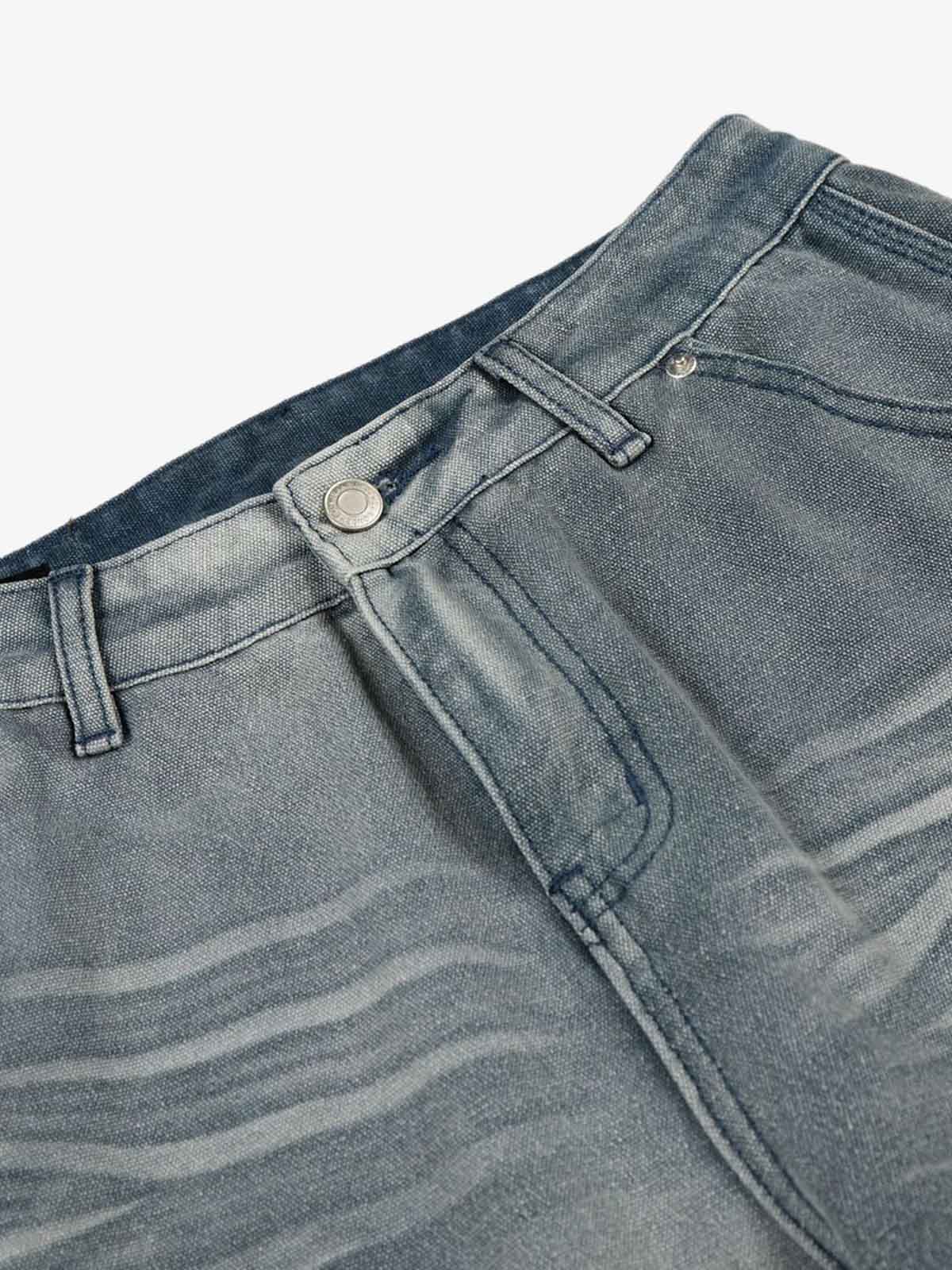 Vintage Washed Ruched Detail Utility Jeans - Image 4