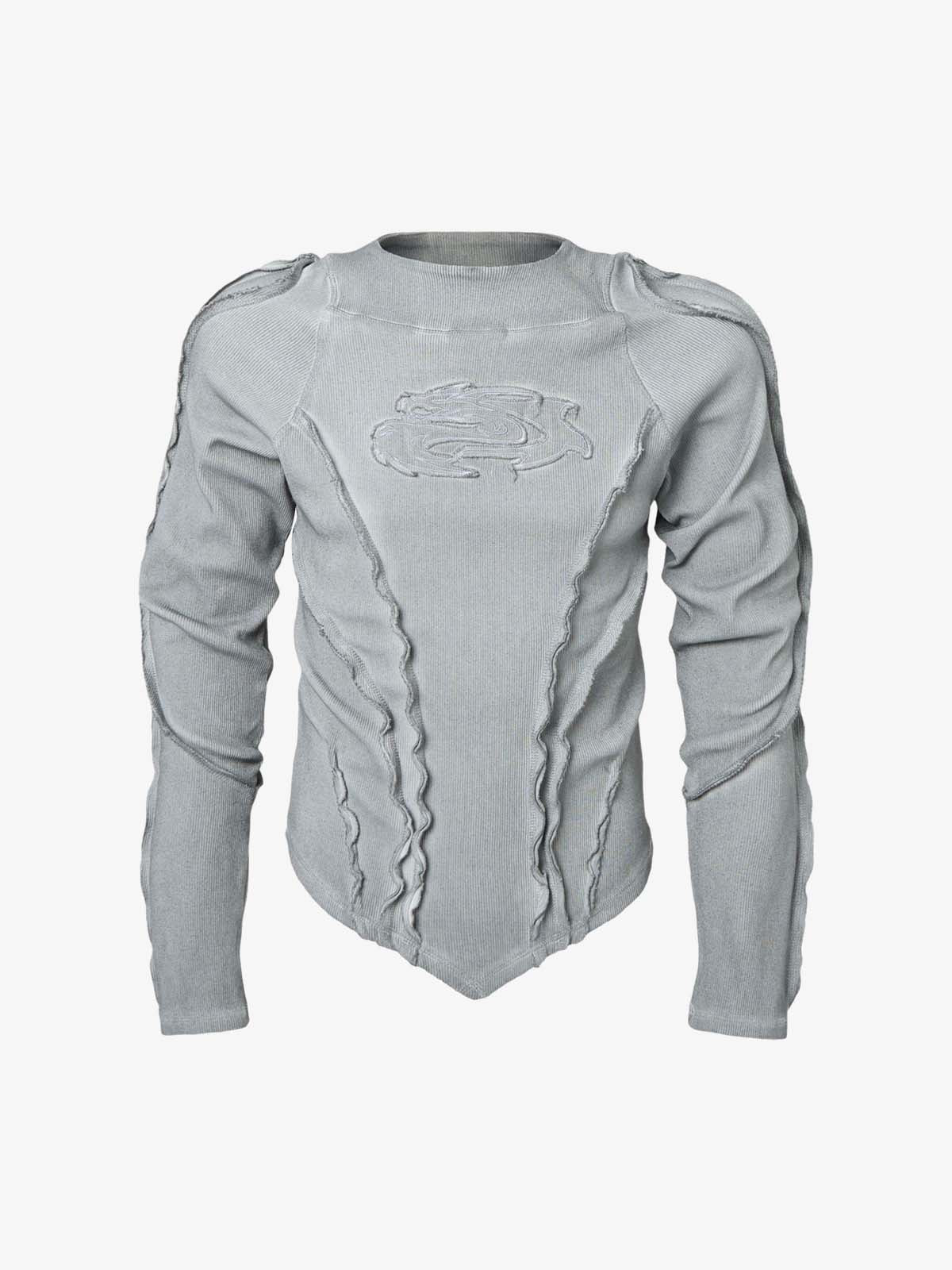 Vintage Washed Sculpted Seam Ribbed Long Sleeve T-Shirt - Image 2