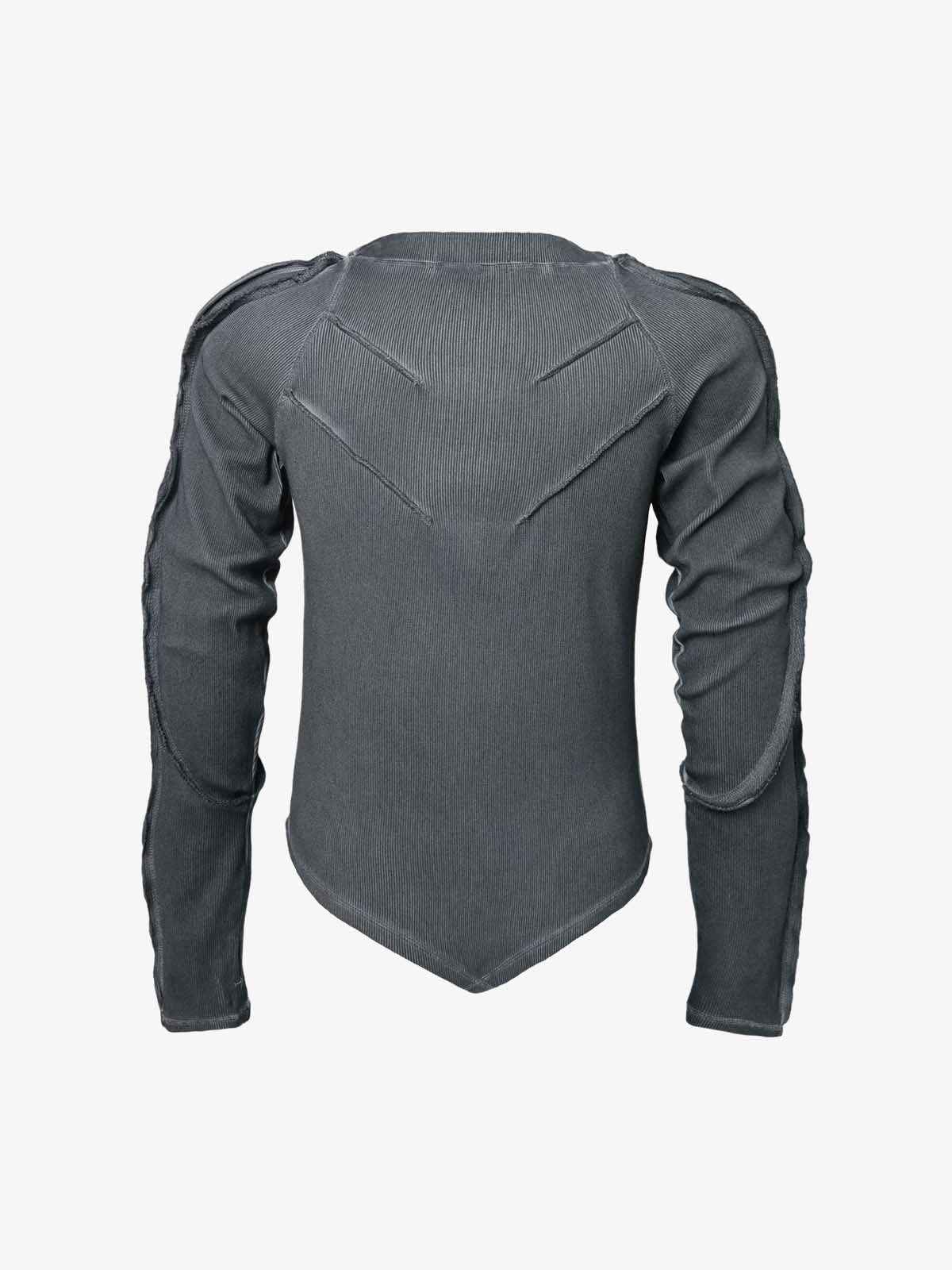 Vintage Washed Sculpted Seam Ribbed Long Sleeve T-Shirt - Image 4