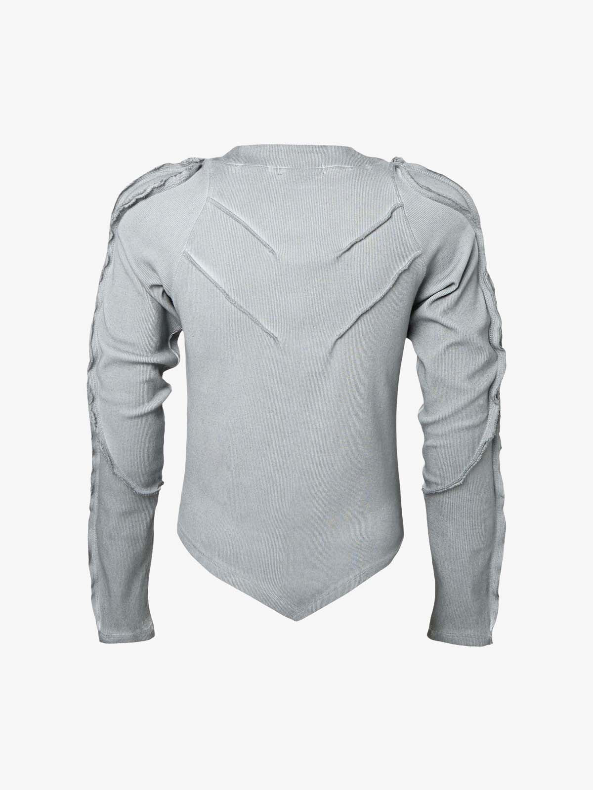 Vintage Washed Sculpted Seam Ribbed Long Sleeve T-Shirt - Image 5
