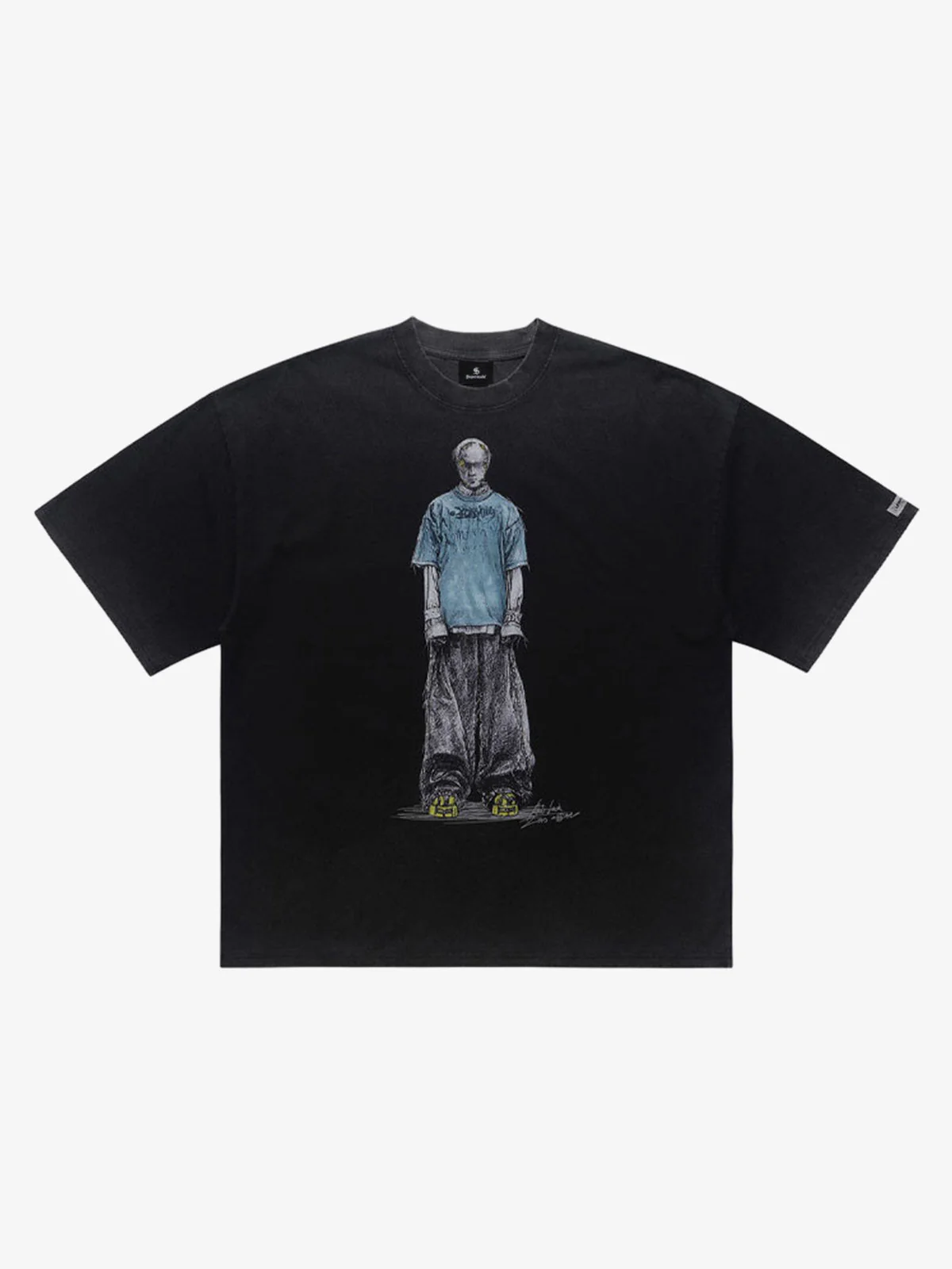 Vintage Washed Skeleton Graphic Oversized T-Shirt - Image 2