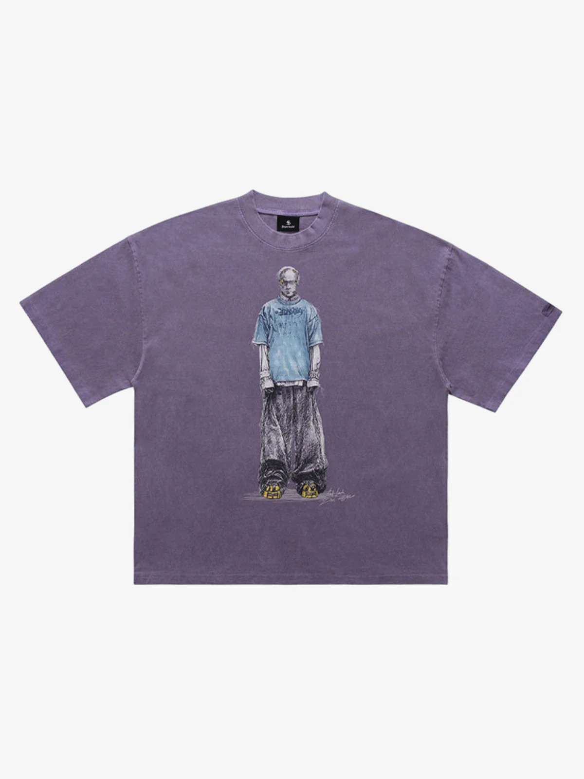Vintage Washed Skeleton Graphic Oversized T-Shirt - Image 4