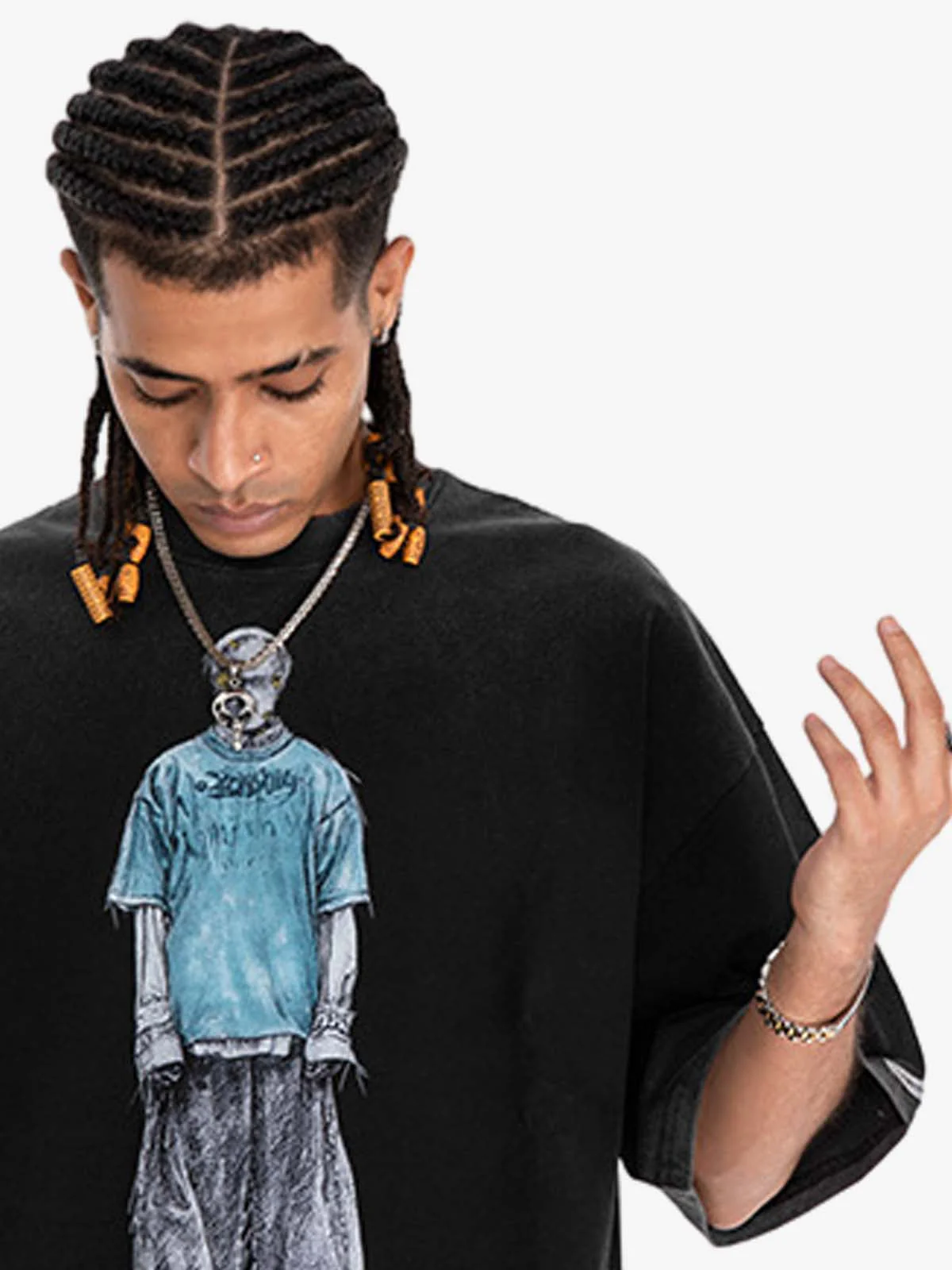 Vintage Washed Skeleton Graphic Oversized T-Shirt - Image 9