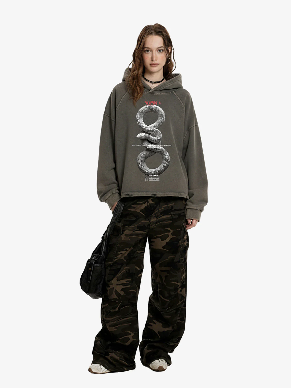 Vintage Washed Snake Appliqué Pullover Hoodie - Image 3