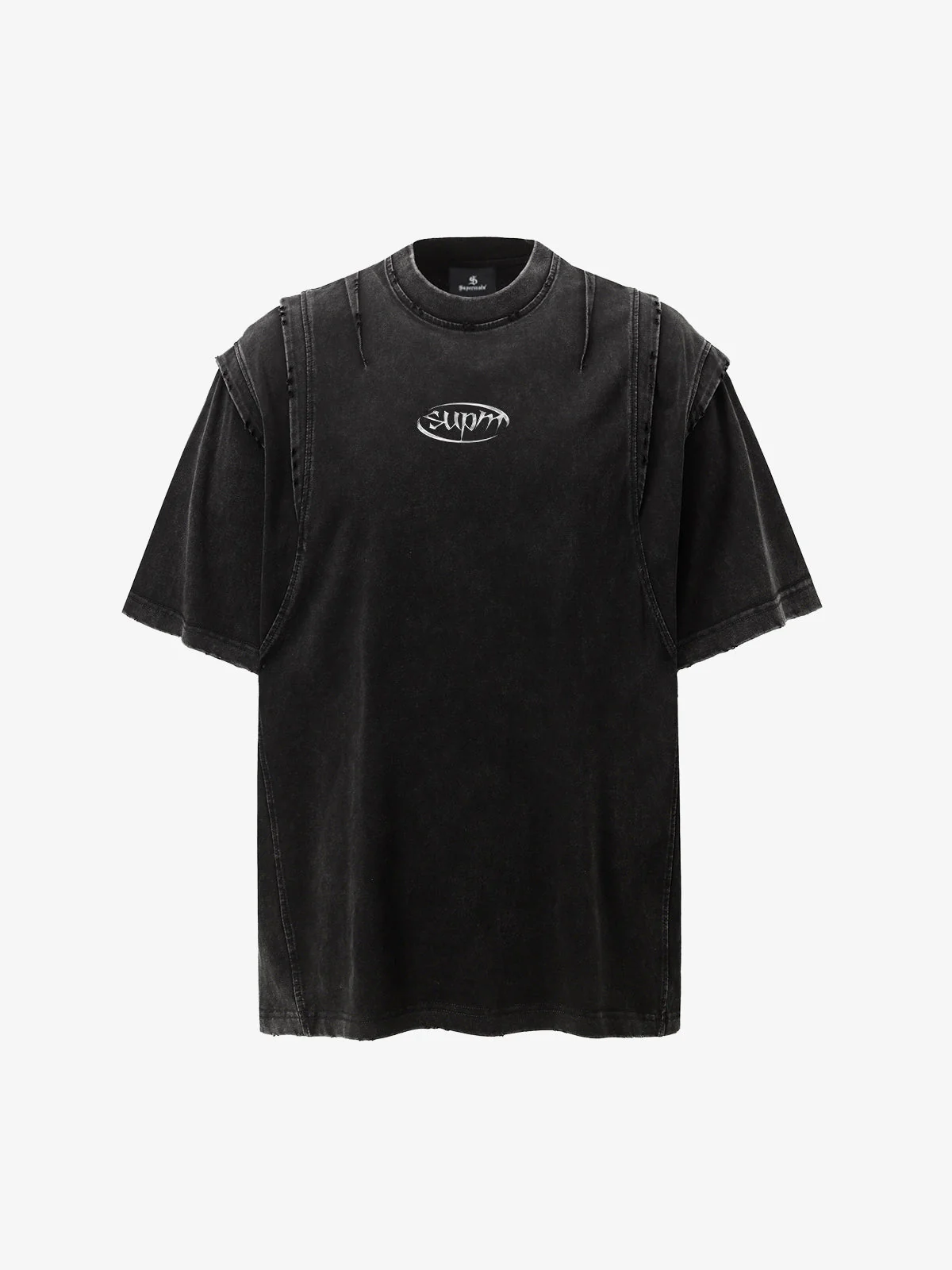 Vintage Washed Structured Shoulder Distressed T-Shirt