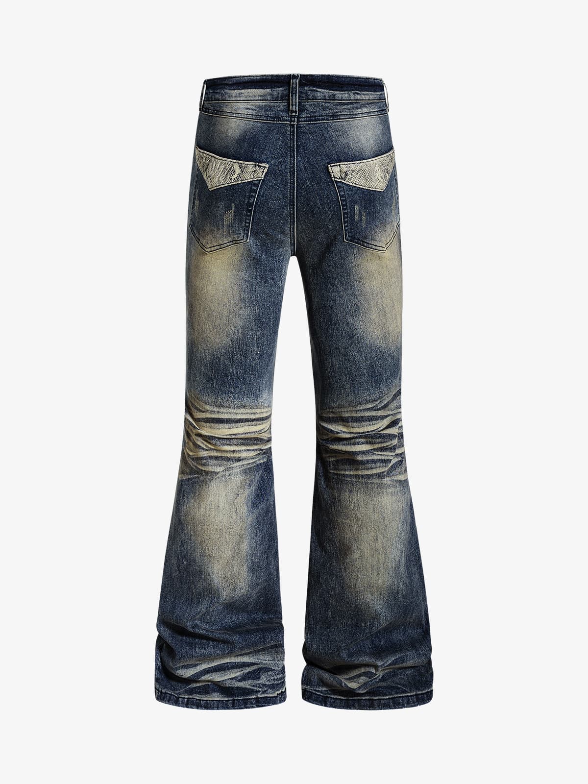 Vintage Washed Studded Pocket Flared Jeans - Image 2