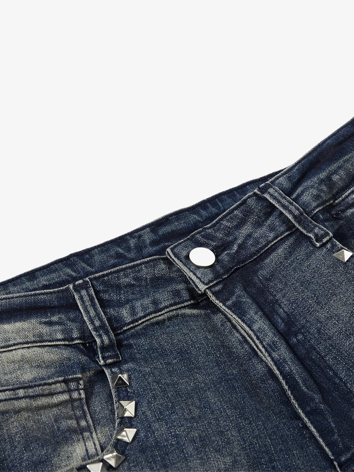 Vintage Washed Studded Pocket Flared Jeans - Image 3