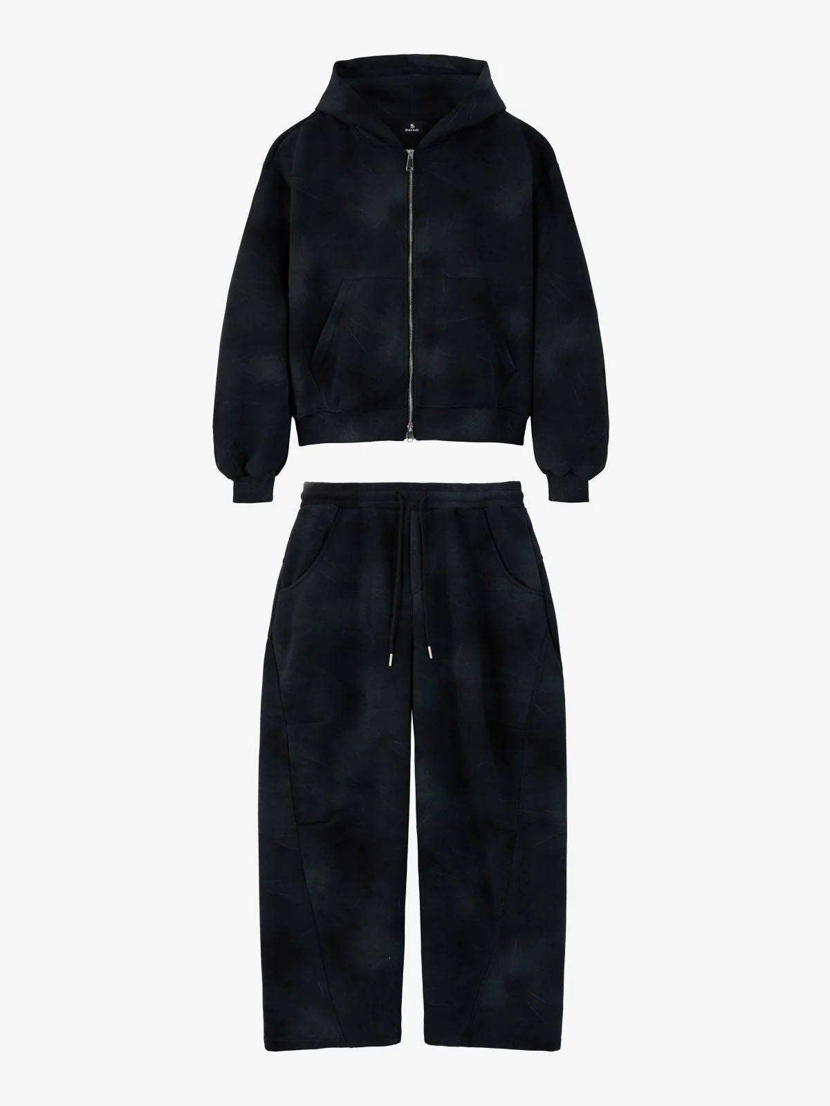 Vintage Washed Tie-Dye Zip Up Hoodie & Barrel Sweatpants Tracksuit - Image 2
