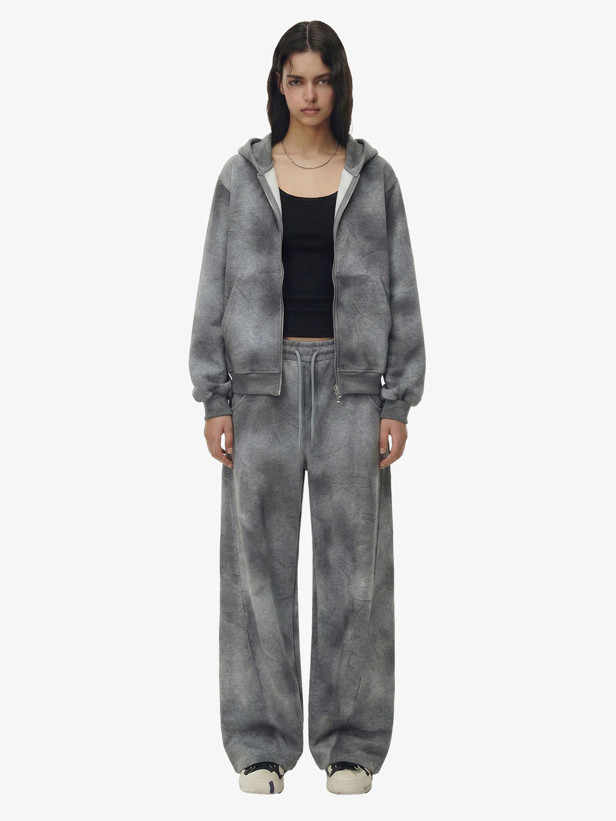 Vintage Washed Tie-Dye Zip Up Hoodie & Barrel Sweatpants Tracksuit - Image 3