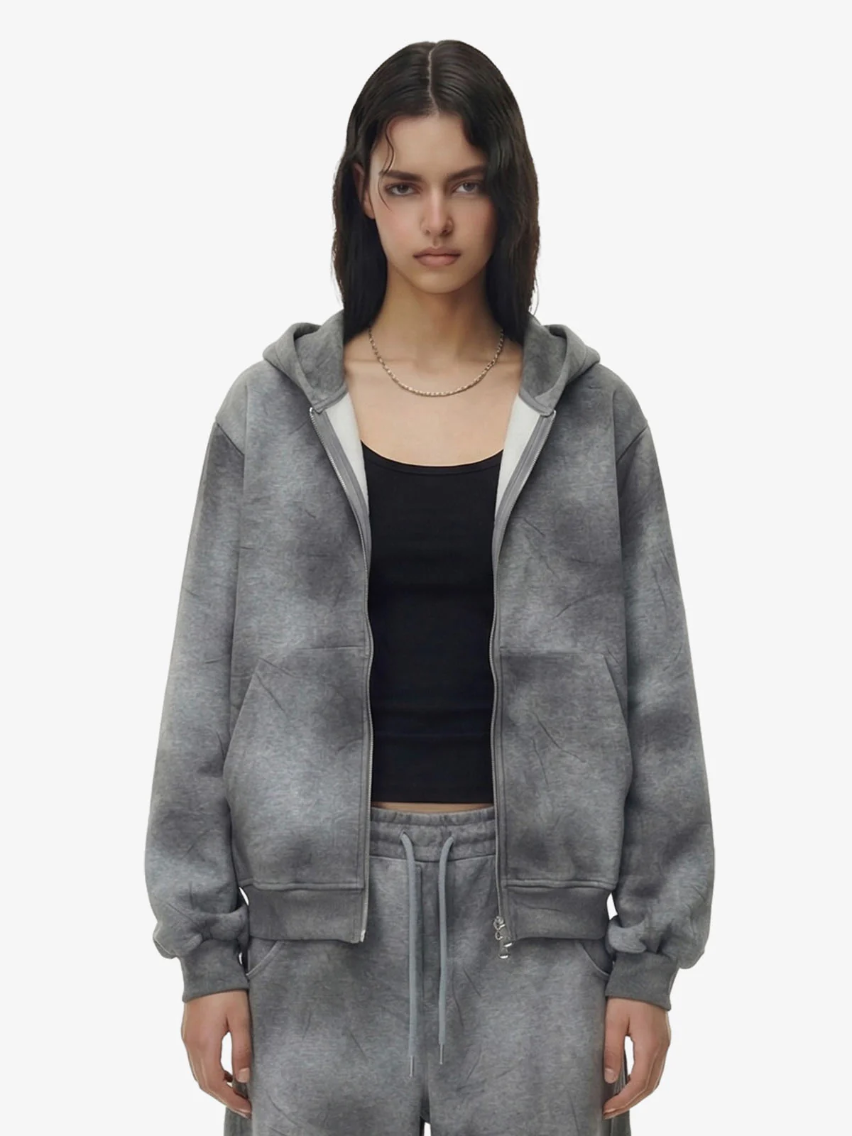 Vintage Washed Tie-Dye Zip Up Hoodie & Barrel Sweatpants Tracksuit - Image 6