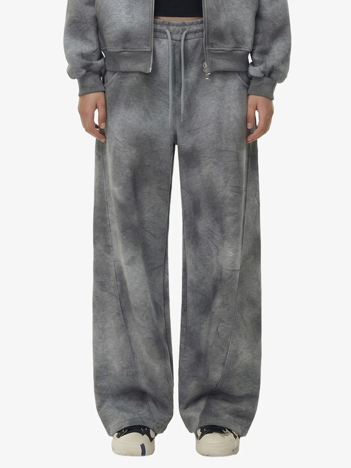 Vintage Washed Tie-Dye Zip Up Hoodie & Barrel Sweatpants Tracksuit - Image 8