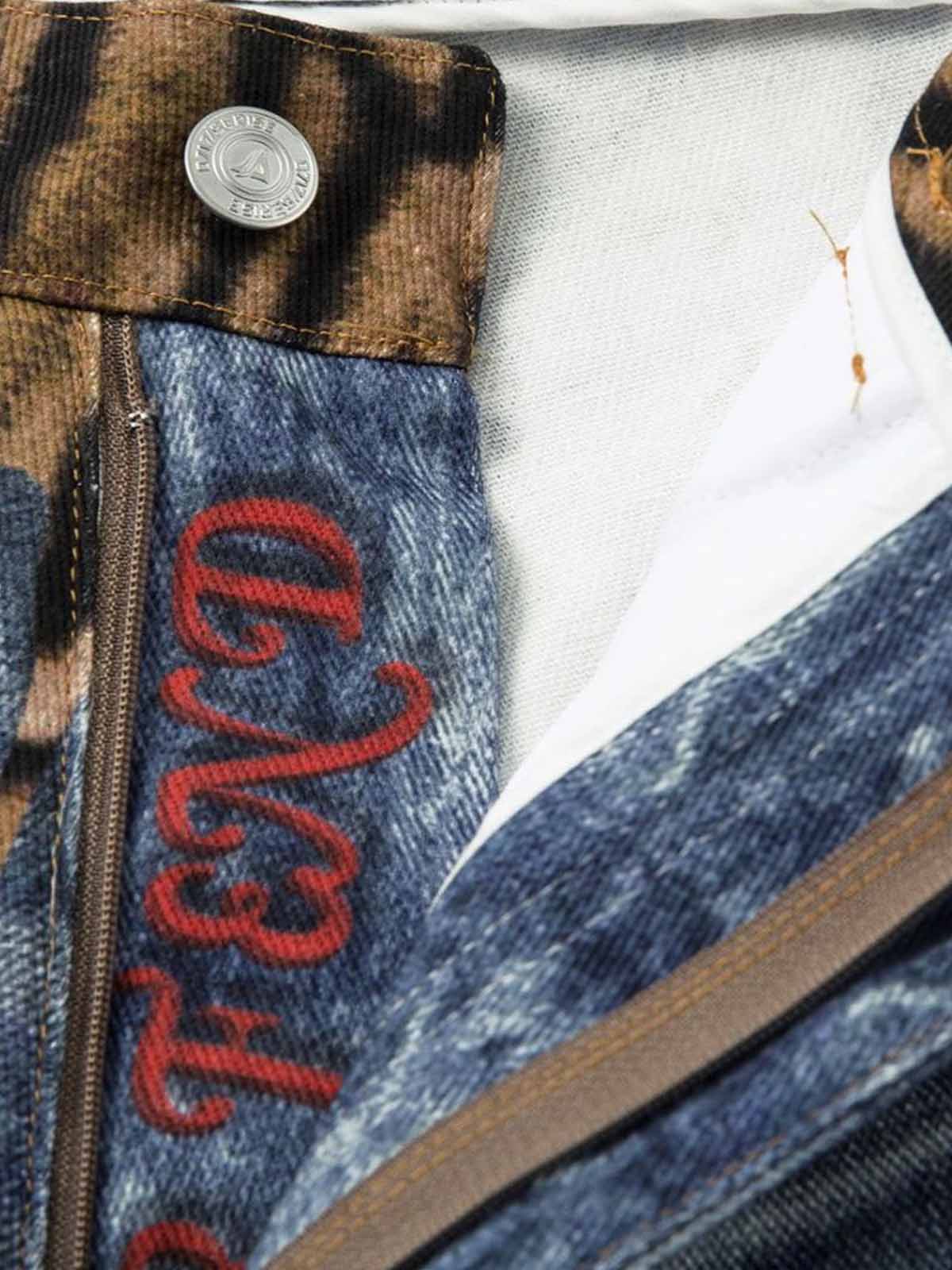 Vintage Washed Tiger Print Wide Leg Denim Jeans - Image 6
