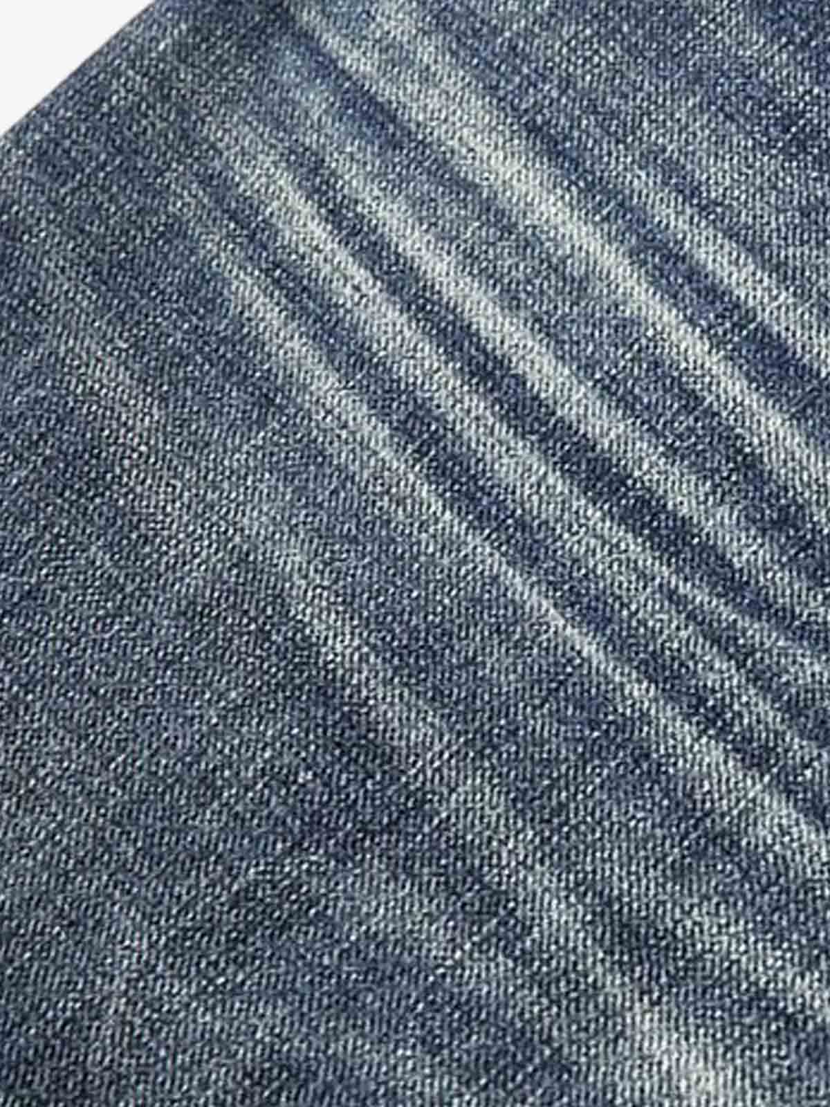 Vintage Washed Tiger Print Wide Leg Denim Jeans - Image 7