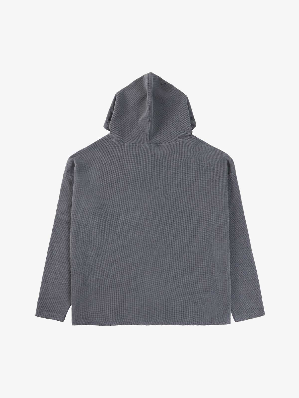 Waffle-Knit Distressed Button-Pattern Hoodie - Image 10