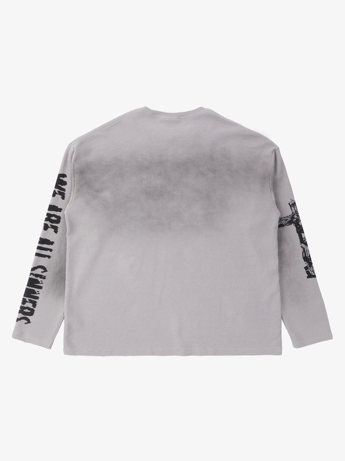 Waffle-Knit Distressed Gradient Print Long T-Shirt - Image 13