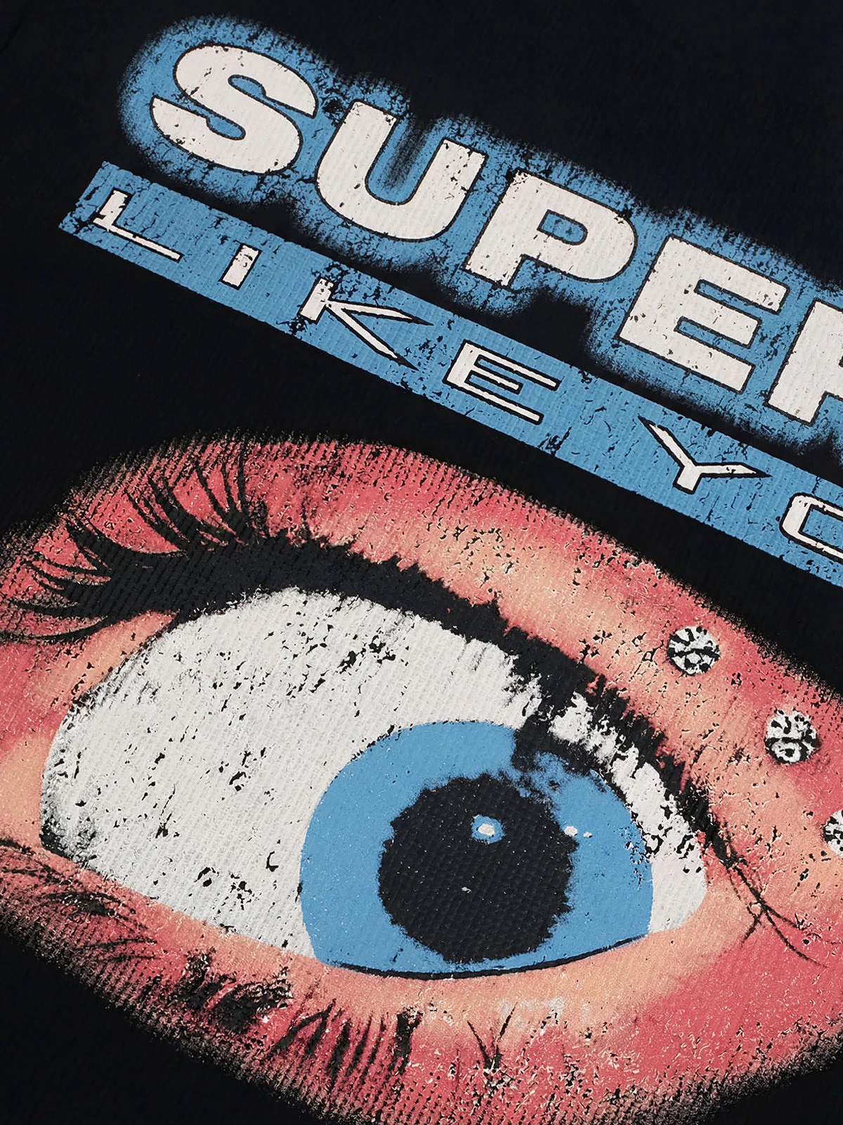 Waffle Knit Eye Graphic Letter Print T-Shirt - Image 7
