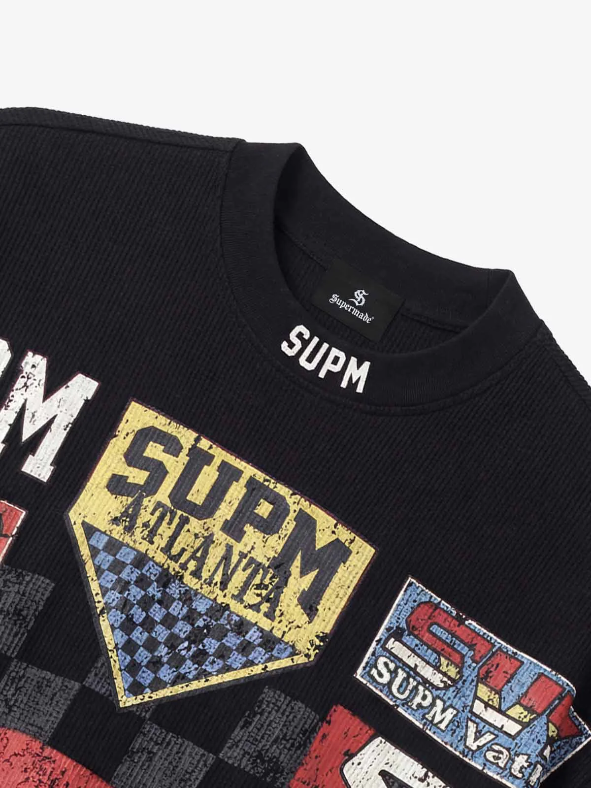 Waffle Knit Racing Checkered Flag Graphic T-Shirt - Image 3