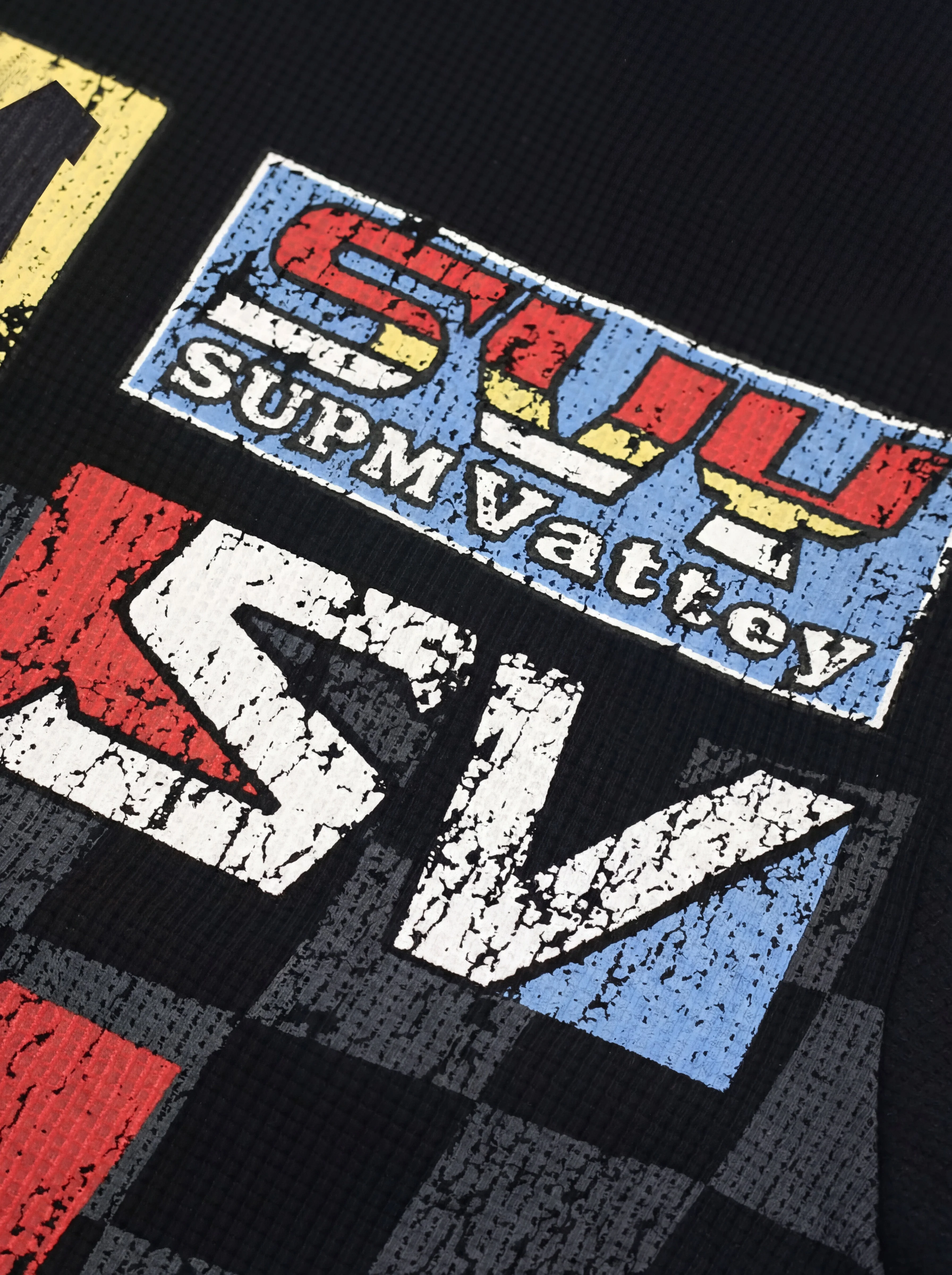 Waffle Knit Racing Checkered Flag Graphic T-Shirt - Image 5
