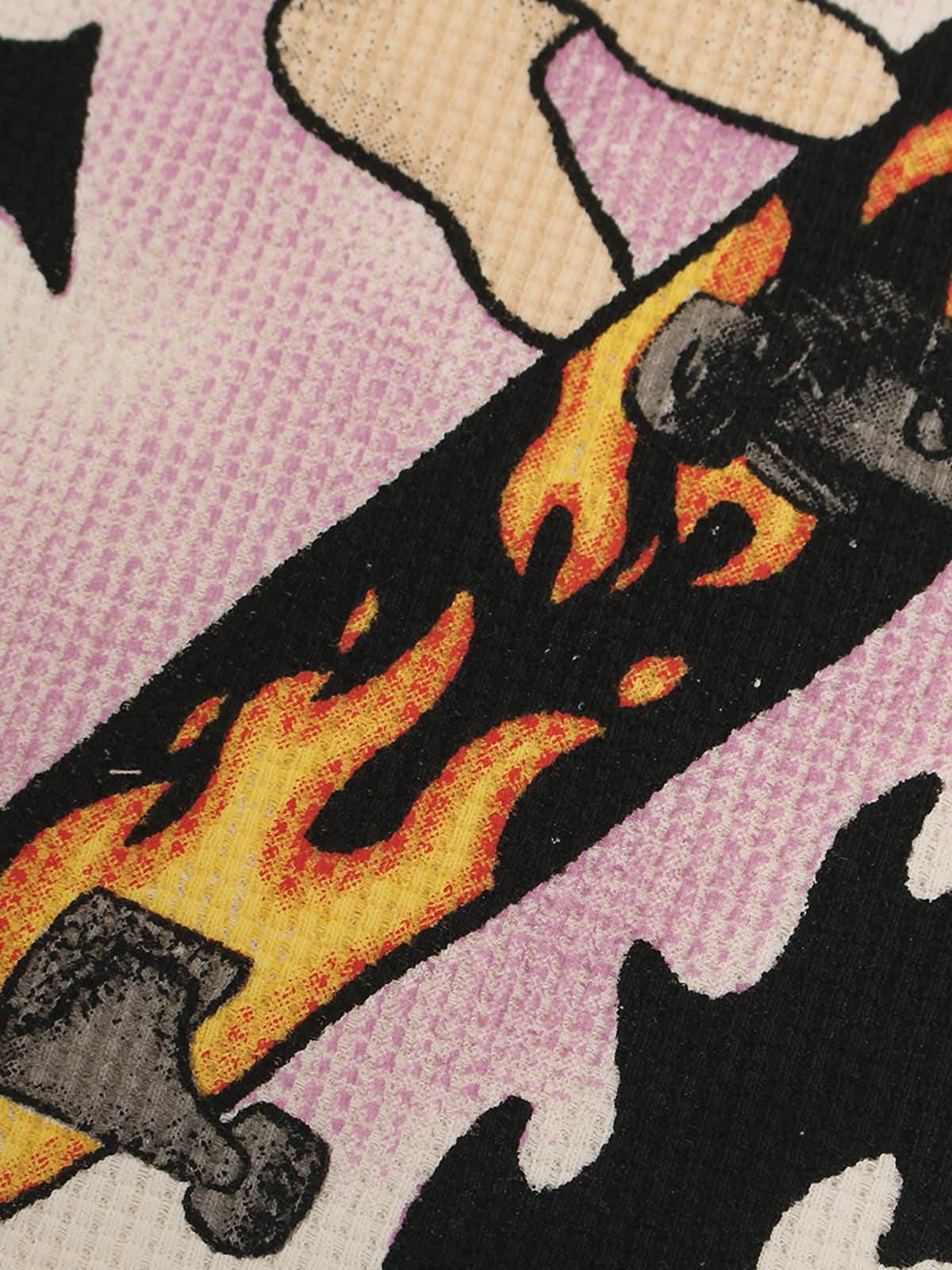 Waffle Knit Skate Wizard Flame Graphic T-Shirt - Image 6