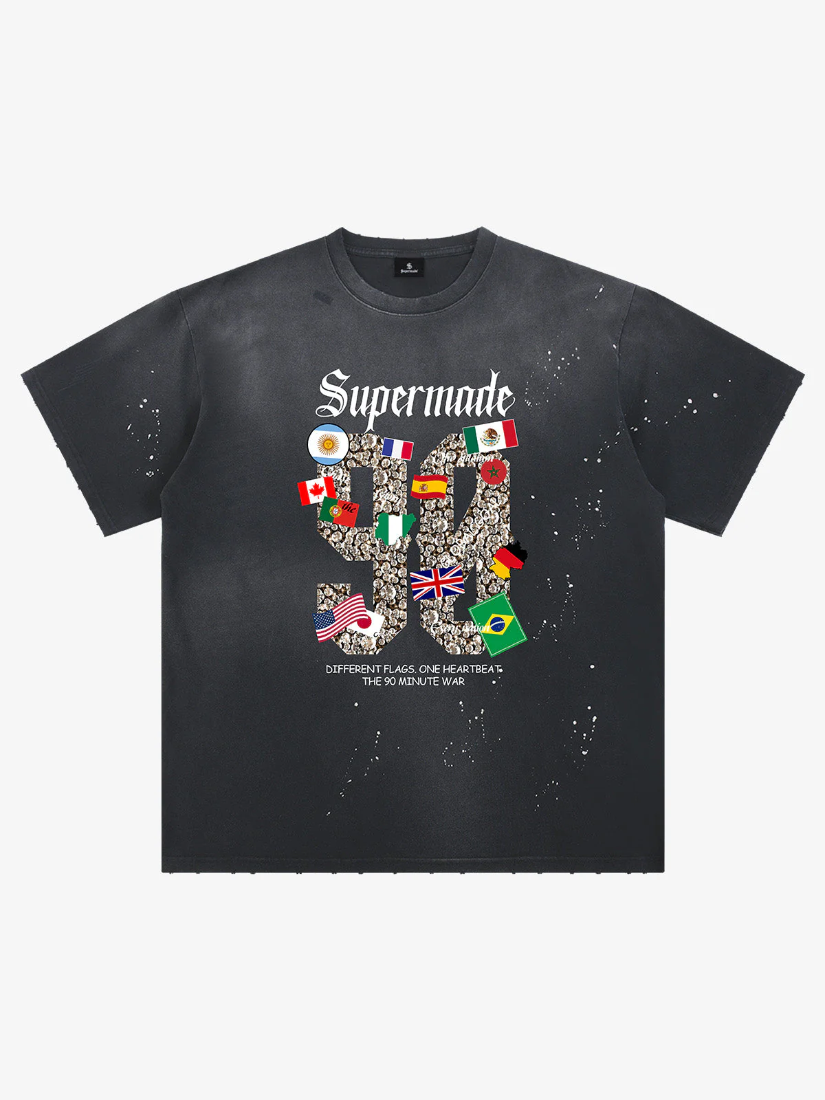 Washed 90 Flags Soccer Graphic T-Shirt