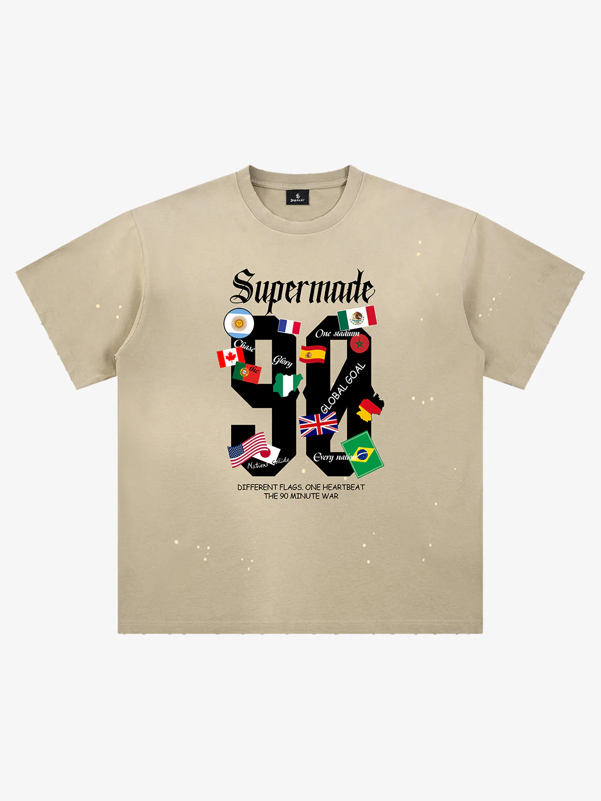 Washed 90 Flags Soccer Graphic T-Shirt - Image 2