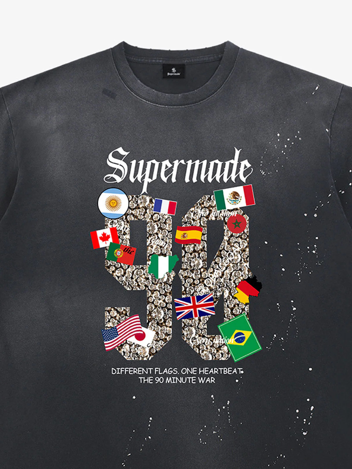Washed 90 Flags Soccer Graphic T-Shirt - Image 3