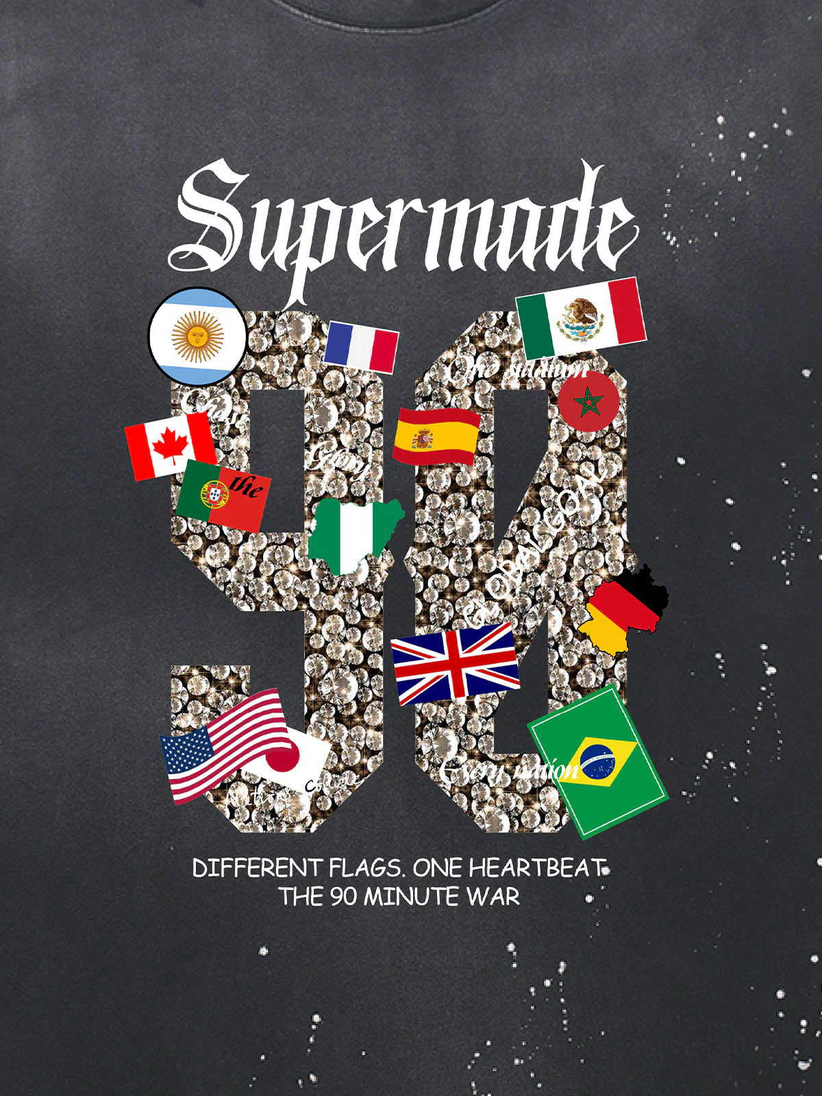Washed 90 Flags Soccer Graphic T-Shirt - Image 4