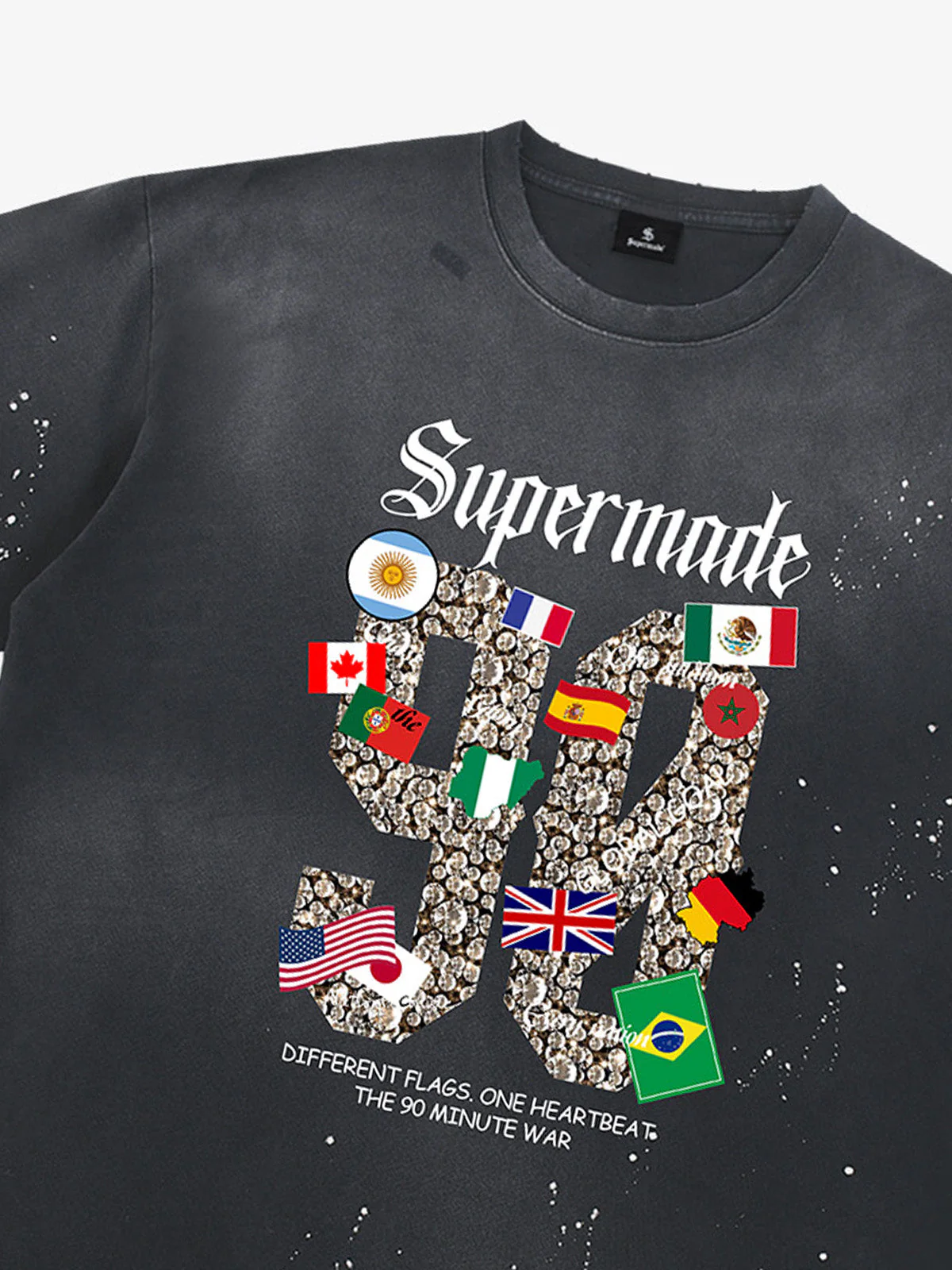Washed 90 Flags Soccer Graphic T-Shirt - Image 5