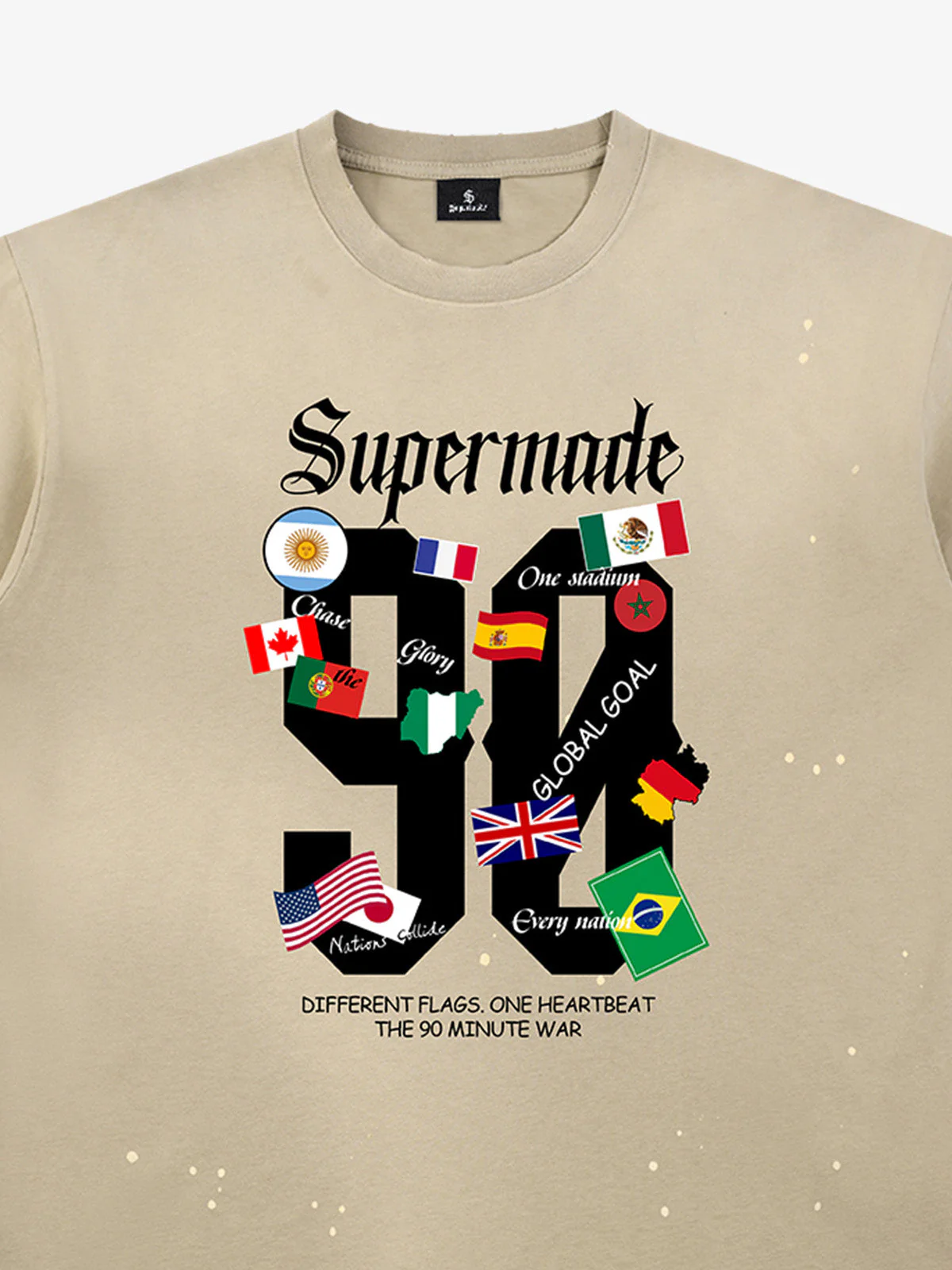 Washed 90 Flags Soccer Graphic T-Shirt - Image 7