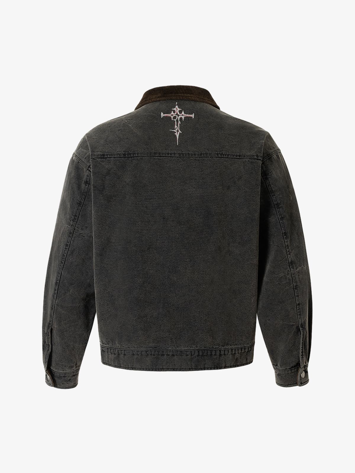 Washed And Distressed Dark Graffiti Patchwork Jacket - Image 2
