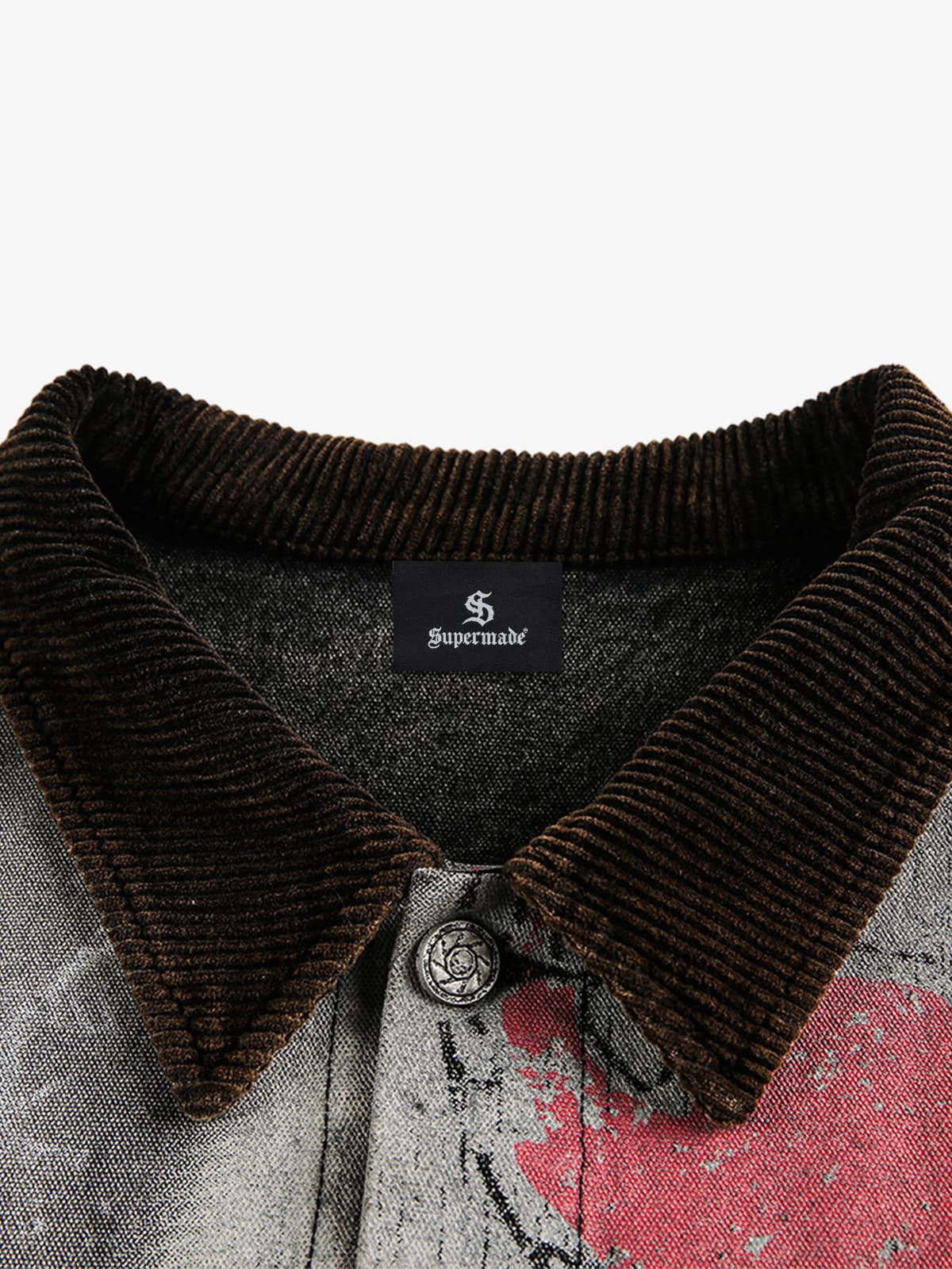 Washed And Distressed Dark Graffiti Patchwork Jacket - Image 3