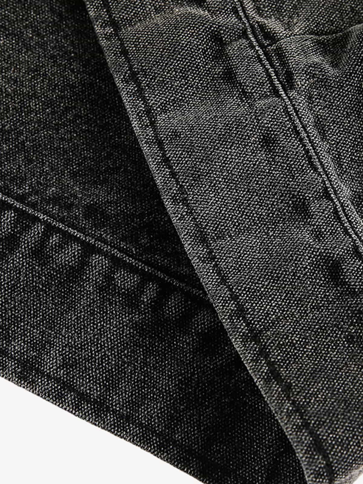 Washed And Distressed Dark Graffiti Patchwork Jacket - Image 7