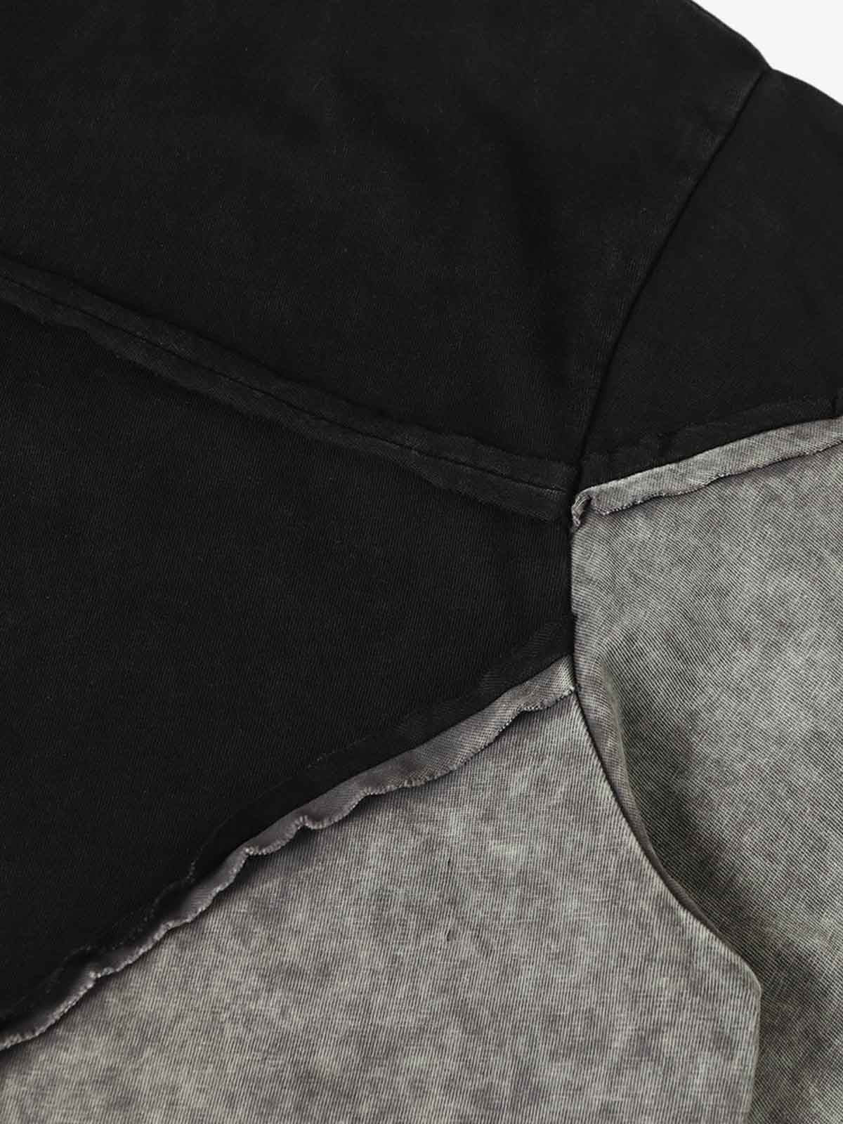 Washed Asymmetric Raw Edge Panel Knit T-Shirt - Image 11