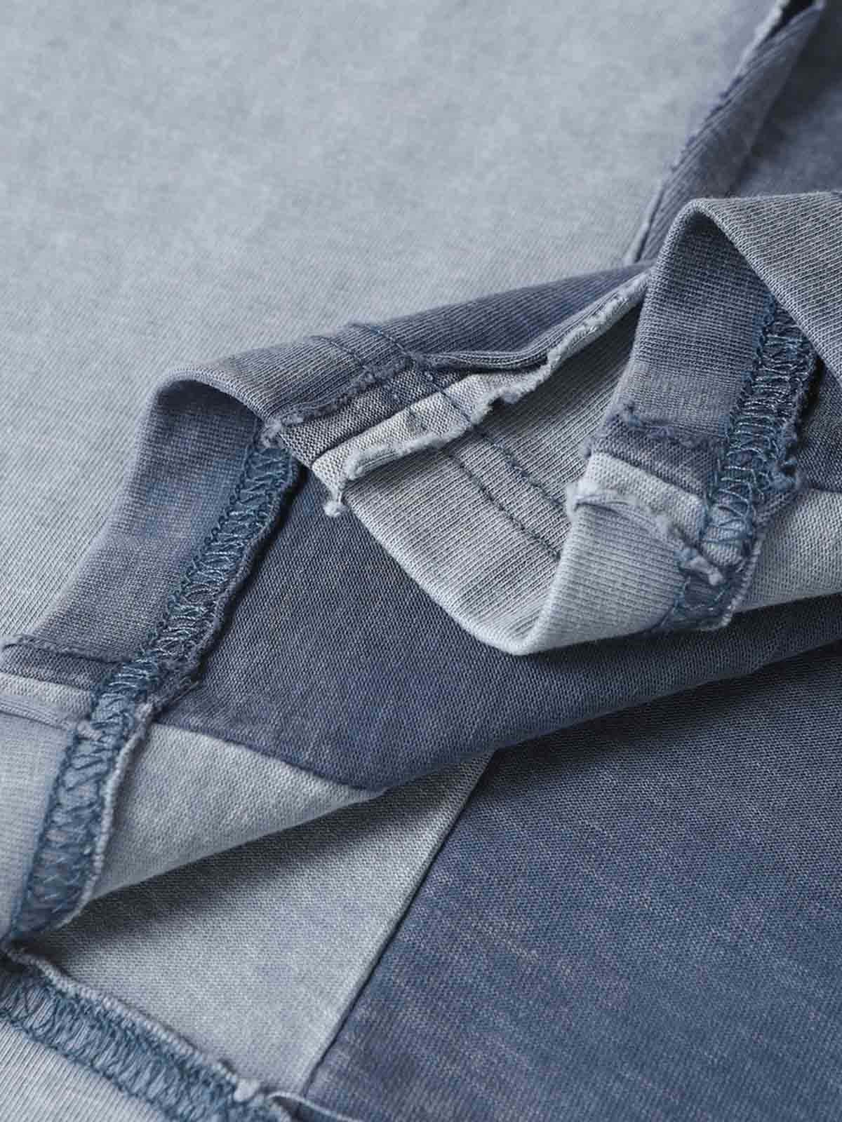Washed Asymmetric Raw Edge Panel Knit T-Shirt - Image 12