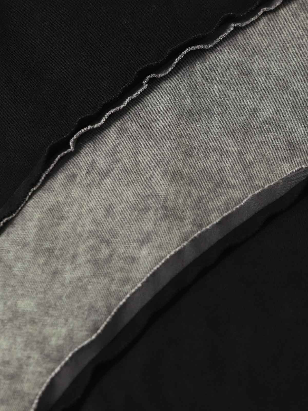 Washed Asymmetric Raw Edge Panel Knit T-Shirt - Image 6