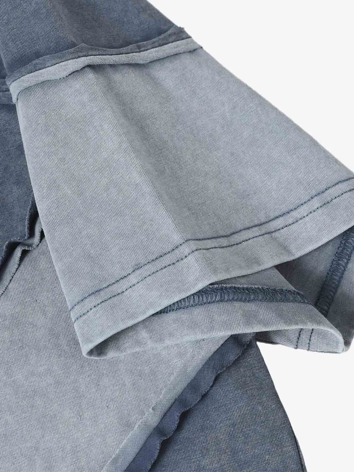 Washed Asymmetric Raw Edge Panel Knit T-Shirt - Image 8