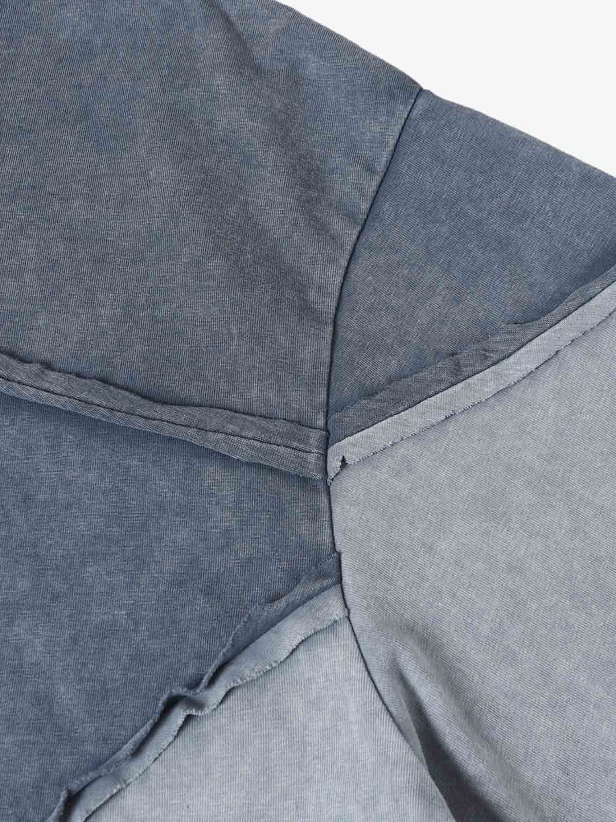 Washed Asymmetric Raw Edge Panel Knit T-Shirt - Image 9