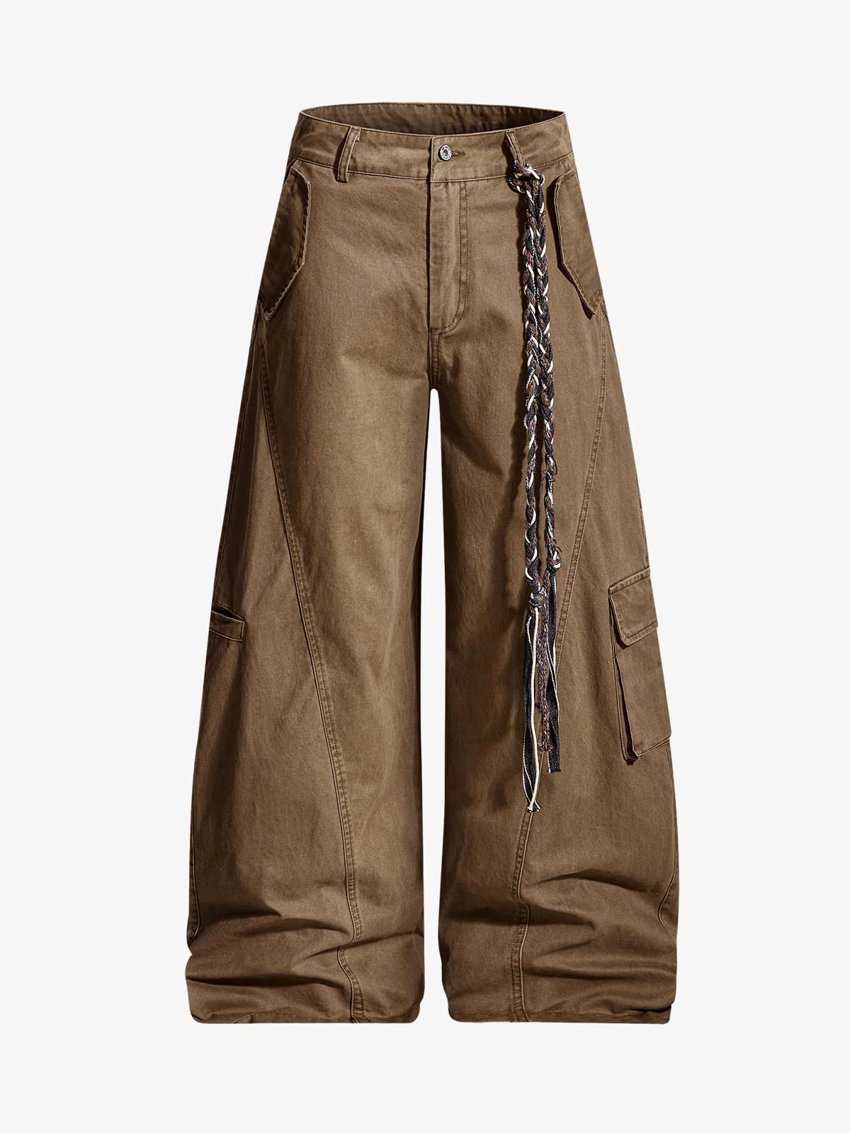 Washed Cargo Webbing Barrel Pants - Image 2