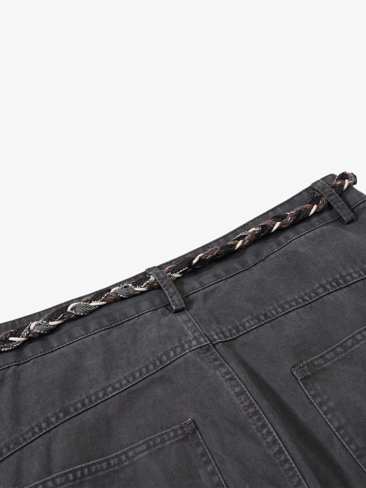Washed Cargo Webbing Barrel Pants - Image 9