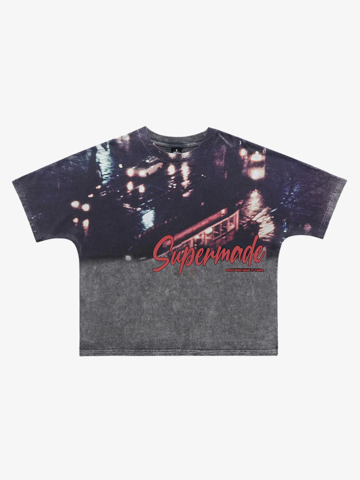 Washed City Night Photo Print Oversized T-Shirt - Image 2
