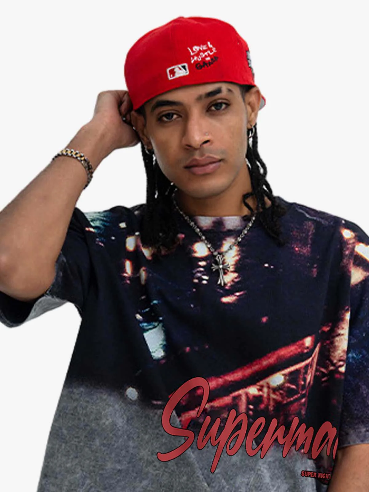 Washed City Night Photo Print Oversized T-Shirt - Image 3