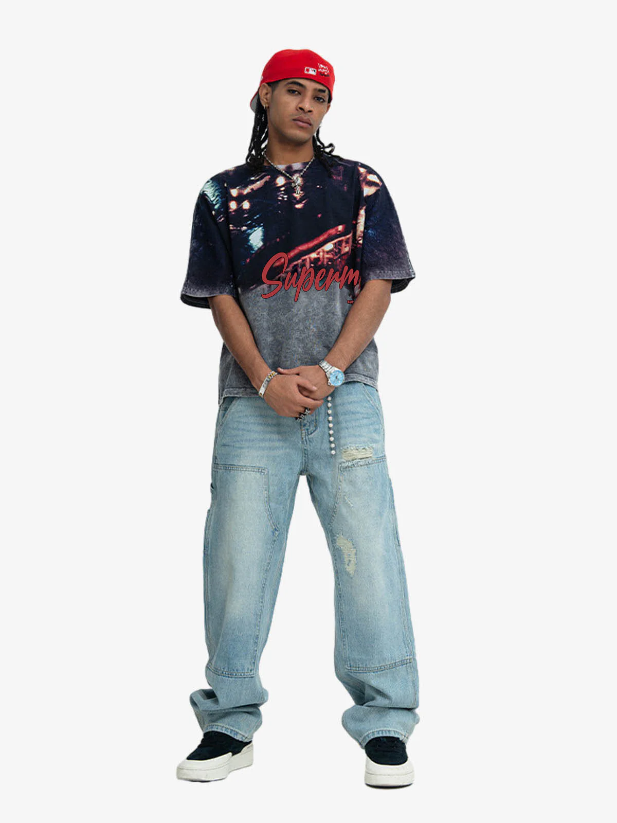 Washed City Night Photo Print Oversized T-Shirt - Image 8