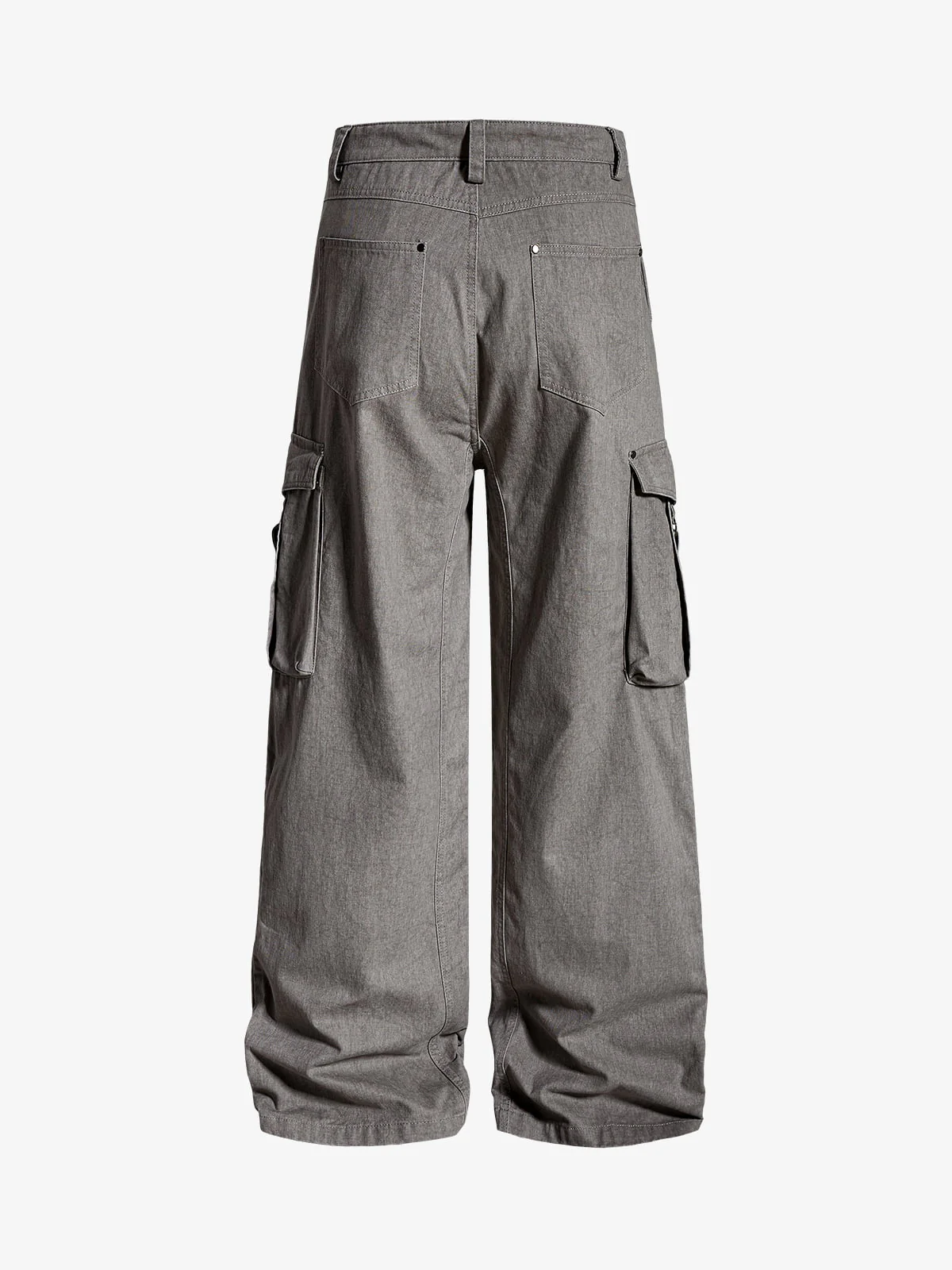 Washed Cotton Multi-Pocket Ruched Cargo Pants - Image 3